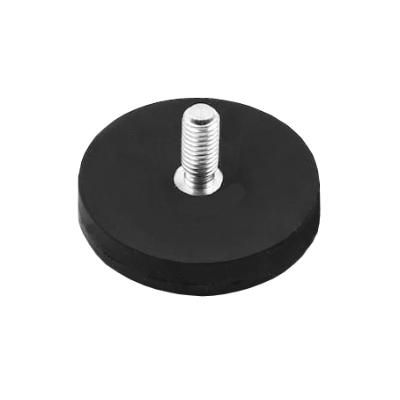 Gummibelagt neodymium magnet Ø22x6 mm med M4x6 gevindhals og 5,0 kg holdekraft